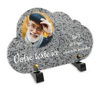 OCAP-FUNERAIRE.COM Plaque funéraire Nuage avec Photo Personnalisable en plexi Motif Granite 2, différentes Tailles, épaisseur 6mm, personnalisée sur Plusieurs Lignes 25x15 cm