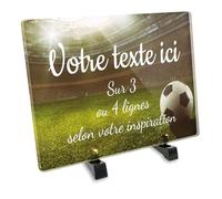 OCAP-FUNERAIRE.COM Plaque funéraire Rectangle Personnalisable en plexi Motif Ballon et Stade de Football, différentes Tailles, épaisseur 6mm, personnalisée sur Plusieurs Lignes 30x20 cm