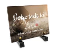 OCAP-FUNERAIRE.COM Plaque funéraire Rectangle Personnalisable en plexi Motif Boule de pétanque 01, différentes Tailles, épaisseur 6mm, personnalisée sur Plusieurs Lignes 20x15 cm