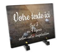 OCAP-FUNERAIRE.COM Plaque funéraire Rectangle Personnalisable en plexi Motif Boule de pétanque 02, différentes Tailles, épaisseur 6mm, personnalisée sur Plusieurs Lignes 30x20 cm