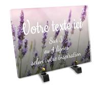 OCAP-FUNERAIRE.COM Plaque funéraire Rectangle Personnalisable en plexi Motif Fleurs de Lavande, différentes Tailles, épaisseur 6mm, personnalisée sur Plusieurs Lignes 30x20 cm