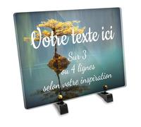 OCAP-FUNERAIRE.COM Plaque funéraire Rectangle Personnalisable en plexi Motif Paysage avec Arbre et lac, différentes Tailles, épaisseur 6mm, personnalisée sur Plusieurs Lignes 30x20 cm