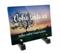 OCAP-FUNERAIRE.COM Plaque funéraire Rectangle Personnalisable en plexi Motif Paysage avec Arbre et Soleil, différentes Tailles, épaisseur 6mm, personnalisée sur Plusieurs Lignes 20x15 cm
