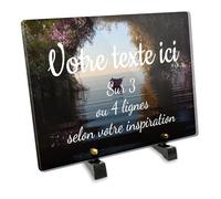 OCAP-FUNERAIRE.COM Plaque funéraire Rectangle Personnalisable en plexi Motif Paysage avec Barque et lac, différentes Tailles, épaisseur 6mm, personnalisée sur Plusieurs Lignes 30x20 cm