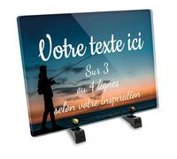 OCAP-FUNERAIRE.COM Plaque funéraire Rectangle Personnalisable en plexi Motif Pêcheur et Canne à pêche 04, différentes Tailles, épaisseur 6mm, personnalisée sur Plusieurs Lignes 30x20 cm