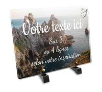 OCAP-FUNERAIRE.COM Plaque funéraire Rectangle Personnalisable en plexi Motif Régional Bretagne Falaises, différentes Tailles, épaisseur 6mm, personnalisée sur Plusieurs Lignes 30x20 cm