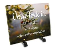 OCAP-FUNERAIRE.COM Plaque funéraire Rectangle Personnalisable en plexi Motif Régional Olivier en Provence, différentes Tailles, épaisseur 6mm, personnalisée sur Plusieurs Lignes 30x20 cm
