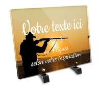 OCAP-FUNERAIRE.COM Plaque funéraire Rectangle Personnalisable en plexi Motif Silhouette de Chasseur 02, différentes Tailles, épaisseur 6mm, personnalisée sur Plusieurs Lignes 30x20 cm