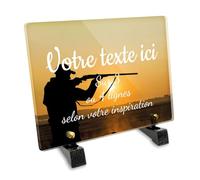 OCAP-FUNERAIRE.COM Plaque funéraire Rectangle Personnalisable en plexi Motif Silhouette de Chasseur 02, différentes Tailles, épaisseur 6mm, personnalisée sur Plusieurs Lignes 20x15 cm