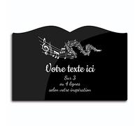 OCAP-FUNERAIRE.COM Plaque gravée funéraire Motif Portée Musicale avec Notes autocollante modèle Livre (20x13 cm) personnalisée 1 à 3 Lignes Noir