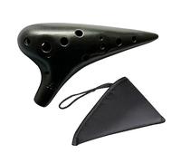 Ocarina 12 Trous en Céramique - Instrument Simple pour Débutants et Enfants - Zelda, Plastique, Noir, 17.5 x 9.5 cm - Avec Sac de Rangement
