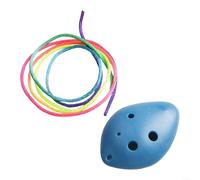 Ocarina à 6 trous en do soprano | Flûte en plastique pour débutants avec alésage lisse et design coloré | Instrument à vent de voyage compact pour cadeau ou musique folklorique (bleu)