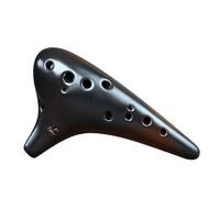 Ocarina alto 12 trous en do, instrument de musique en céramique haut de gamme for débutants et professionnels, AC-Ocarinas porcelaine(Black and Brown 12-hole AC)