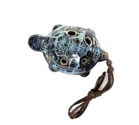 Ocarina Mignon Petit Ocarina En Forme De Tortue Conception De Dessin Animé Unique À 6 Trous Artisanat De Peinture Aspect Fait Main(Kiln changed blue)
