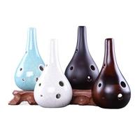 Ocarina Ocarina Alto 6 Trous Clé De Do Clé De Latence Type Tête D'ail Débutant Jouant(Smoked black)