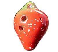 Ocarina Ocarina En Céramique À 6 Trous En Forme De Fraise Instrument De Musique Portable Et Amusant(Red)