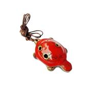 Ocarina Ocarina tortue rétro style mini, série à changement de couleur au four, 6 trous, instrument fait main, son agréable(Red)