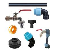 Ocastuted Adaptateur pour Citerne | Adaptateur pour Tuyau de Citerne,Valve Anti-Fuite avec Tube Prolongateur pour Robinet Maison Jardin Atelier Garage Terrasse Entrepôt Extérieur