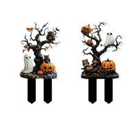 Ocastuted Piquets de Jardin Halloween - Décorations Extérieures en Piquets pour Halloween | Décorations Effrayantes 2D Acrylique Extérieur