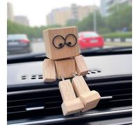 Ocastuted Shaking Wooden Man for Car, Shaking Feet Wooden Doll, Magnetic Men Cars Ornament, Funny Car Dashboard Decorations, with Magnetic Base, for Auto Vehicle