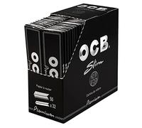 OCB 16972 Premium Slim-50 Heftchen a 32 Blatt-Langes schwarzes Zigarettenpapier, Papier, 12 x 12 x 6 cm