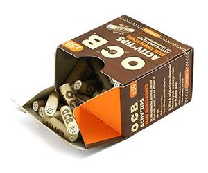 OCB 18656 ActivTips Lot de 2 paquets de 50 filtres à charbon actif non blanchi avec capuchon en céramique 7 mm