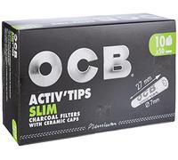 OCB ActivTips Slim Lot de 10 filtres à charbon actif avec capuchon en céramique 7 mm