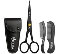 OCBA Ciseaux à barbe, ciseaux à moustache professionnels, ciseaux pour oreilles et nez en acier inoxydable, utilisation sûre pour les sourcils (Noir)