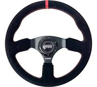 OCC MOTORSPORT VOLANT À FOND PLAT REVENGE MODÈLE ALCANTARA NOIR BRAS - VOLANT PLAT POUR VOITURE - 350MM (14 POUCES)