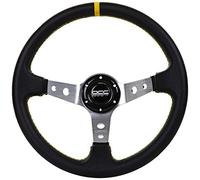 OCC MOTORSPORT VOLANT MODÈLE TRACK SIMILICUIR BRAS ARGENT - 90 MM VOLANT PLAT COMPLET - 350 MM (14 POUCES)