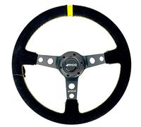 OCC MOTORSPORT VOLANT SEMI-DÉPLACEMENT MODÈLE TRACK ALCANTARA BRAS NOIR - 63 MM VOLANT SEMI PLAT - 350MM (14 POUCES)