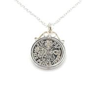 OCC Old Coin Cufflinks Pendentif porte-bonheur en argent sterling massif 1955 pour 70e anniversaire avec chaîne en argent sterling de 45,7 cm