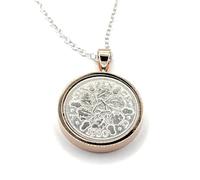 OCC Old Coin Cufflinks Pendentif solide 1930 porte-bonheur 6 pence 95e anniversaire plus une chaîne en argent sterling de 45,7 cm Rose GLD, taille unique, plaqué or, autre type de fermoir