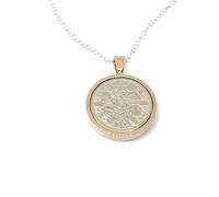 OCC Old Coin Cufflinks Pendentif solide 1935 porte-bonheur 6 pence 89e anniversaire plus une chaîne en argent sterling de 45,7 cm Rose Gld, taille unique, plaqué or rose, autre type de fermoir