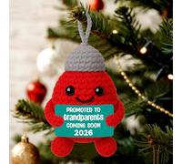 OCCdesign Décoration de Noël 2026 faite à la main au crochet - Annonce de grossesse des grands-parents, révélation de bébé, décoration d'arbre généalogique, étape importante des futurs parents, soins
