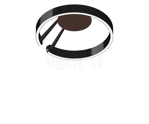 Occhio Mito Aura 40 Lusso Wide Applique/Plafonnier LED tête black phantom/corps noir mat/couverture cuir marron - 2.700-4.000 K - Occhio Air Ce luminaire comporte des modules à LED prémontés de classe