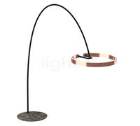 Occhio Mito Largo Lusso Lampadaire arc LED tête or rose/corps cuir noir/pied marbre brun - 2.700-4.000 K