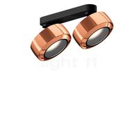 Occhio Più R Alto Doppio Volt S40 Spot LED 2 foyers tête or rose/cache-piton noir mat/couverture or rose - 3.000 K Ce luminaire comporte des modules à LED prémontés de classes énergétiques A
