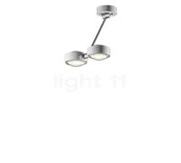 Occhio Sento Soffitto Doppio 30 Up D Plafonnier LED 2 foyers tête blanc brillant/corps chrome brillant/cache-piton blanc brillant - 3.000 K Ce luminaire comporte des modules à LED prémontés de classes