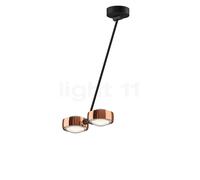 Occhio Sento Soffitto Doppio 60 Up D Plafonnier LED 2 foyers tête or rose/corps noir mat/cache-piton noir mat - 3.000 K Ce luminaire comporte des modules à LED prémontés de classes énergétiques A