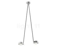 Occhio Sento Soffitto Due 100 Up E Plafonnier LED 2 foyers tête blanc brillant/corps chrome brillant/cache-piton blanc brillant - 2.700 K - Occhio Air Ce luminaire comporte des modules à LED prémontés