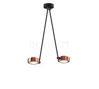Occhio Sento Soffitto Due 60 Up D Plafonnier LED 2 foyers tête or rose/corps noir mat/cache-piton noir mat - 3.000 K - Occhio Air Ce luminaire comporte des modules à LED prémontés de classes énergétiq