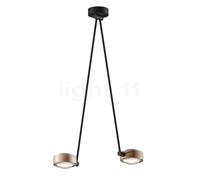 Occhio Sento Soffitto Due 80 Up D Plafonnier LED 2 foyers tête doré mat/corps noir mat/cache-piton noir mat - 2.700 K - Occhio Air Ce luminaire comporte des modules à LED prémontés de classes énergéti