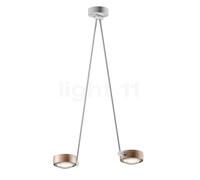 Occhio Sento Soffitto Due 80 Up E Plafonnier LED 2 foyers tête doré mat/corps blanc mat/cache-piton blanc mat - 3.000 K - Occhio Air Ce luminaire comporte des modules à LED prémontés de classes énergé