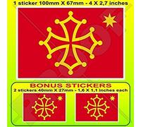 OCCITANIE Région, Drapeau Occitan, Occitània France, 100mm Vinyle Autocollant, x1+2 Bonus Stickers