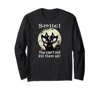 Occult Moon Rose Chat Souriant You Can't Kill Them Witch Gothic Manche Longue