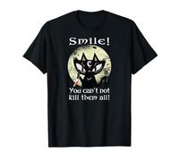 Occult Moon Rose Chat Souriant You Can't Kill Them Witch Gothic T-Shirt