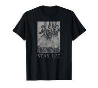 Occult Stay Lit Satan Devil Hell Unholy Antéchrist Witch T-Shirt Noir T-Shirt Coupe Classique Manche Courte Unisex Adulte S