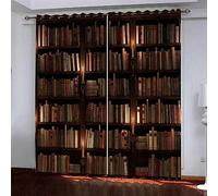 Occultant Rideaux 3D Numérique Impression Simple Bibliothèque Bibliothèque Rideaux Oeillets Isolant Thermique Ombrage Rideaux De Chambre À Coucher D