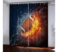 Occultant Rideaux Salon Rideau oeillet Le Rugby 140X160cm Rideau Design Moderne Rideaux à Oeillets Isolation Thermique pour Chambre Salon Maison Bureau Décoration